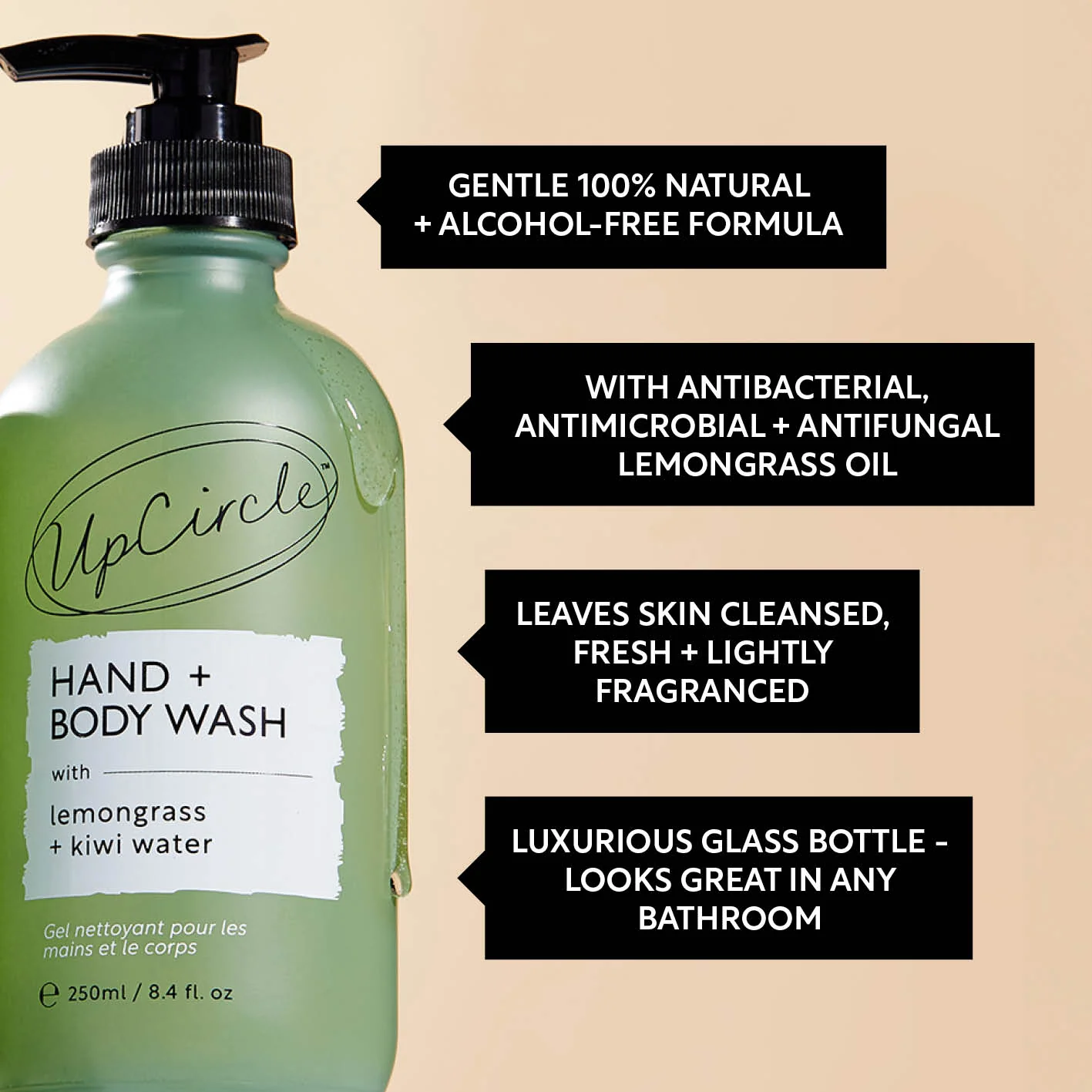 Natural Hand + Body Wash with Lemongrass - Travel Size - Image 5